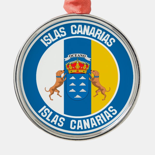 Islas Canarias Round Emblem Metal Tree Decoration (Front)