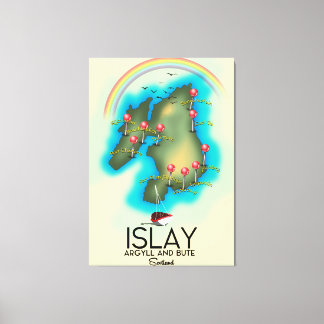 Islay, Inner Hebrides , scotland map travel art Canvas Print