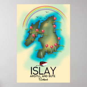 Islay,  Inner Hebrides , scotland map travel art Poster