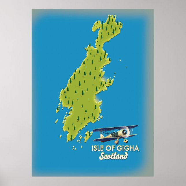 Isle of Gigha Scotland map Poster (Front)
