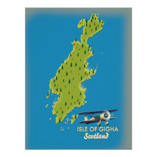 Isle of Gigha Scotland map Poster