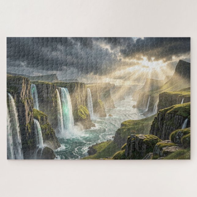 Isle of Legends Coastal Waterfall Jigsaw Puzzle (Horizontal)