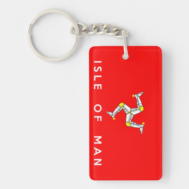isle of man country flag text name key ring (Front)