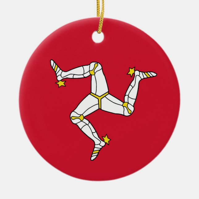 Isle of Man flag Ceramic Tree Decoration (Front)
