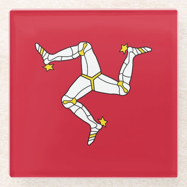 Isle of Man Flag Glass Coaster (Front)