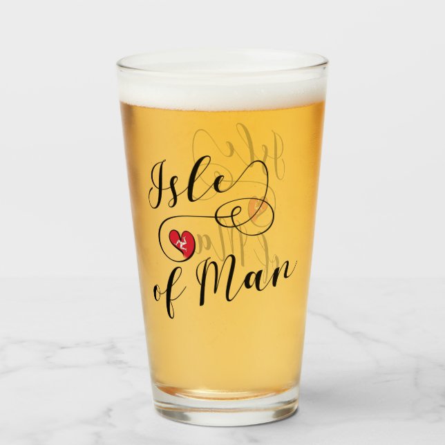 Isle of Man Flag In A Heart, Manx Glass (Front Filled)