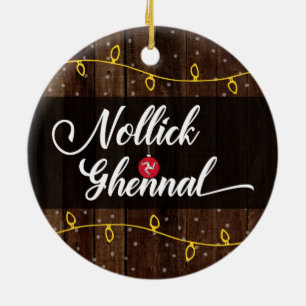 Isle of Man Manx Merry Christmas, Nollick Ghennal Ceramic Tree Decoration