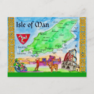 Isle of Man Map Postcard