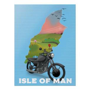 Isle of Man Motorbike travel poster