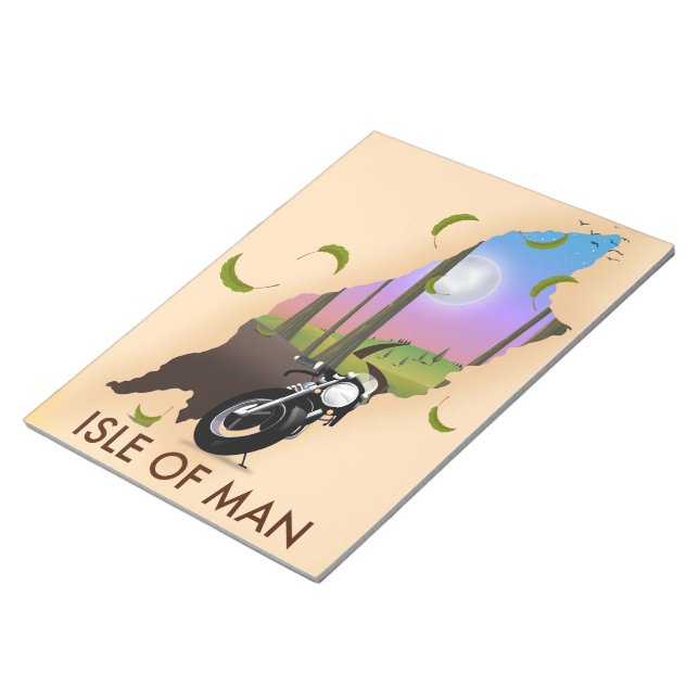 Isle of man motorcycle map travel poster notepad (Angled)