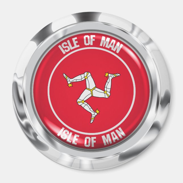 Isle of Man Round Emblem Magnet (Front)