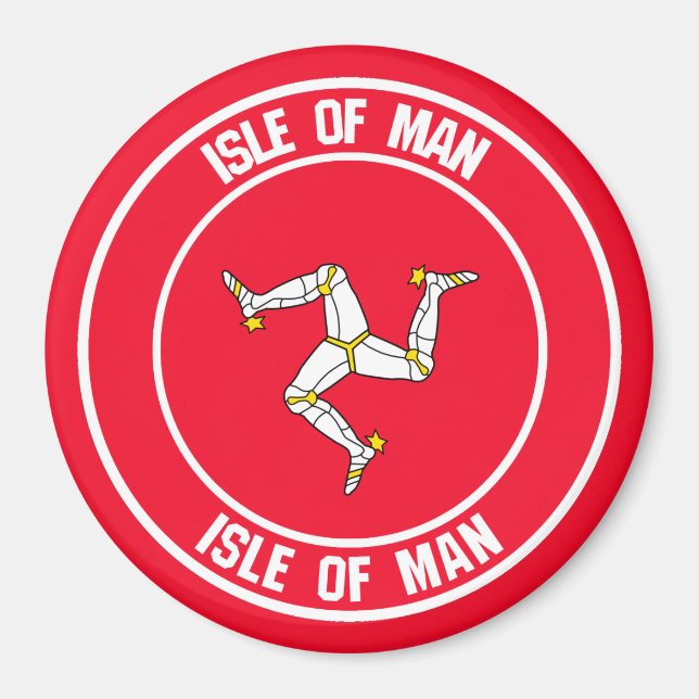 Isle of Man Round Emblem Magnet (Front)