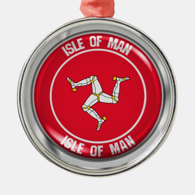 Isle of Man Round Emblem Metal Tree Decoration (Front)