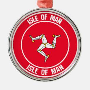 Isle of Man Round Emblem Metal Tree Decoration