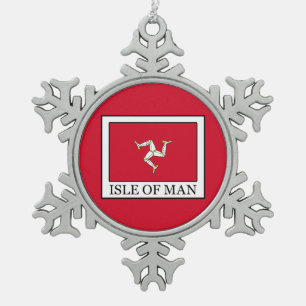Isle of Man Snowflake Pewter Christmas Ornament