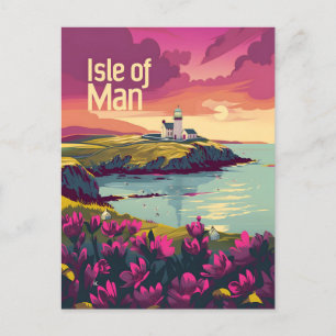 Isle of Man vintage art Postcard
