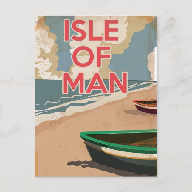 Isle of Man Vintage Travel Poster Postcard (Front)