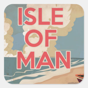 Isle of Man Vintage Travel Poster Square Sticker