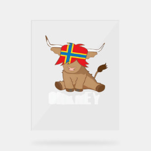 Isle of Orkney flag gift scottish highland cow cut Acrylic Sign