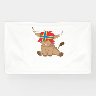 Isle of Orkney flag gift scottish highland cow cut Banner