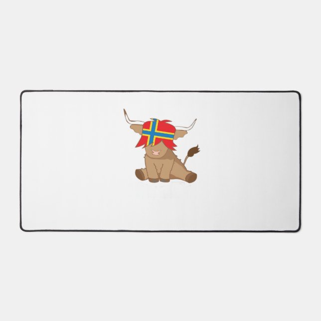 Isle of Orkney flag gift scottish highland cow cut Desk Mat (Front)