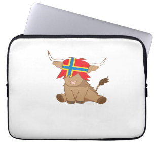 Isle of Orkney flag gift scottish highland cow cut Laptop Sleeve