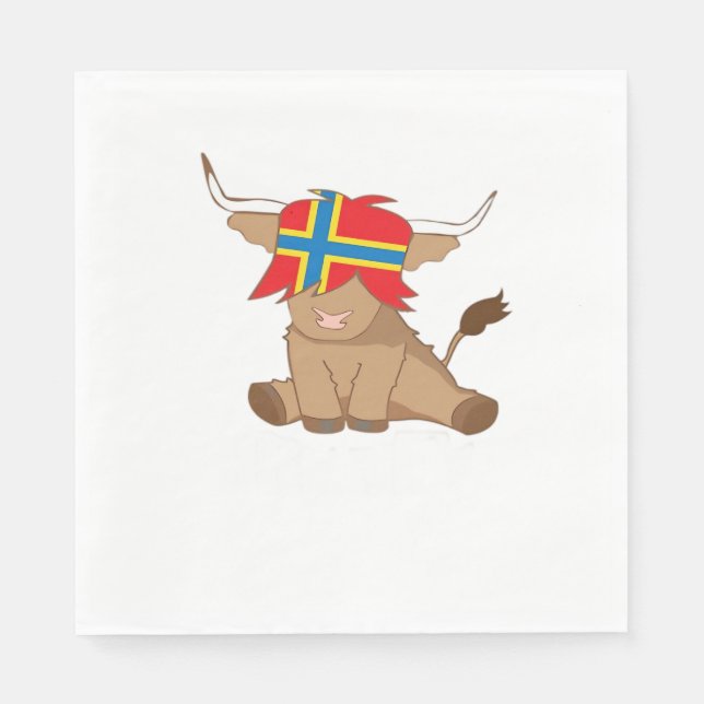 Isle of Orkney flag gift scottish highland cow cut Napkin (Front)