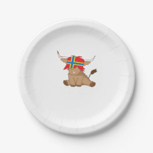 Isle of Orkney flag gift scottish highland cow cut Paper Plate
