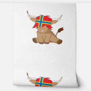 Isle of Orkney flag gift scottish highland cow cut Wallpaper