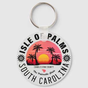Isle of Palms SC Retro Sunset Souvenirs 80s Key Ring