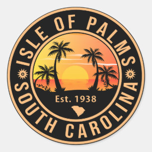 Isle of palms South Carolina Retro Vintage 80s Classic Round Sticker