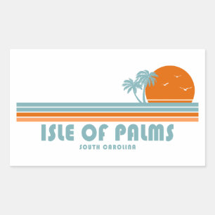 Isle of Palms South Carolina Sun Palm Trees Rectangular Sticker