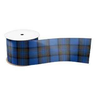 Isle of Skye Blue Tartan Plaid Pattern Big Satin Ribbon