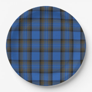 Isle of Skye Blue Tartan Plaid Pattern Paper Plate