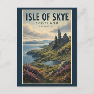 Isle of Skye Scotland Landscape Travel Art Retro Postcard