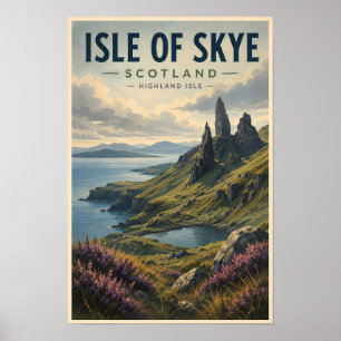 Isle of Skye Scotland Landscape Travel Art Retro Poster