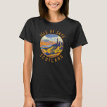 Isle of Skye Scotland Retro Distressed Circle T-Shirt<br><div class="desc">Isle of Skye retro vector travel design. The Isle of Skye,  connected to Scotland's northwest coast by bridge,  is known for its rugged landscapes,  picturesque fishing villages and mediaeval castles.</div>