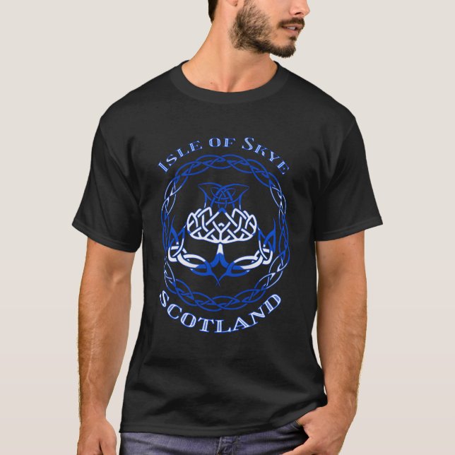 Isle Of Skye Scotland Thistle Celtic Knot T-Shirt (Front)