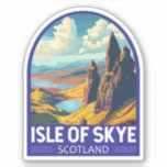 Isle of Skye Scotland Travel Art Vintage<br><div class="desc">Isle of Skye retro vector travel design. The Isle of Skye,  connected to Scotland's northwest coast by bridge,  is known for its rugged landscapes,  picturesque fishing villages and mediaeval castles.</div>