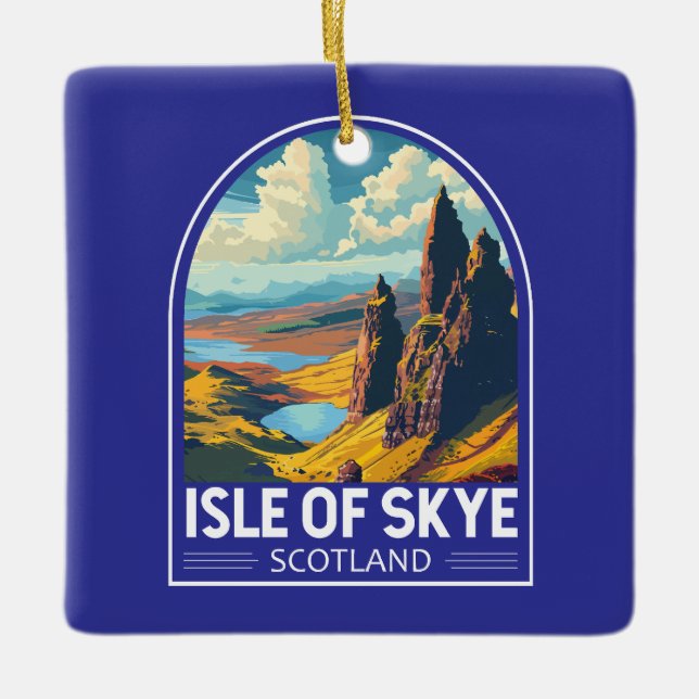 Isle of Skye Scotland Travel Art Vintage Ceramic Ornament (Front)