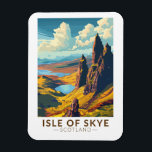 Isle of Skye Scotland Travel Art Vintage Magnet<br><div class="desc">Isle of Skye retro vector travel design. The Isle of Skye,  connected to Scotland's northwest coast by bridge,  is known for its rugged landscapes,  picturesque fishing villages and mediaeval castles.</div>