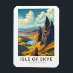 Isle of Skye Scotland Travel Art Vintage Magnet<br><div class="desc">Isle of Skye retro vector travel design. The Isle of Skye,  connected to Scotland's northwest coast by bridge,  is known for its rugged landscapes,  picturesque fishing villages and mediaeval castles.</div>