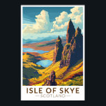 Isle of Skye Scotland Travel Art Vintage Poster<br><div class="desc">Isle of Skye retro vector travel design. The Isle of Skye,  connected to Scotland's northwest coast by bridge,  is known for its rugged landscapes,  picturesque fishing villages and mediaeval castles.</div>