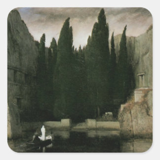 Isle of the Dead by Arnold Bocklin, Symbolism Art Square Sticker