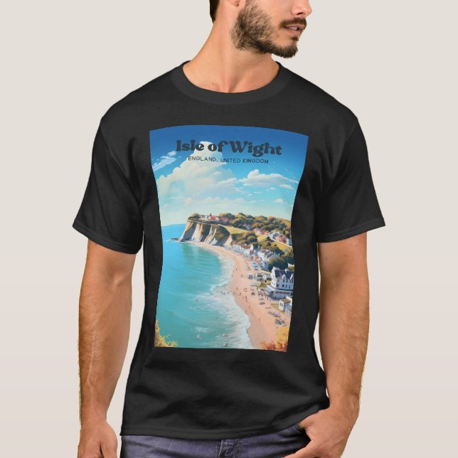 Isle Of Wight England Coastal Travel Illustration  T-Shirt (Front)