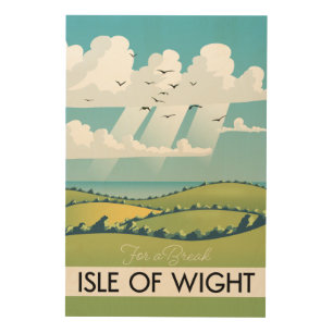 isle of wight travel poster. wood wall art