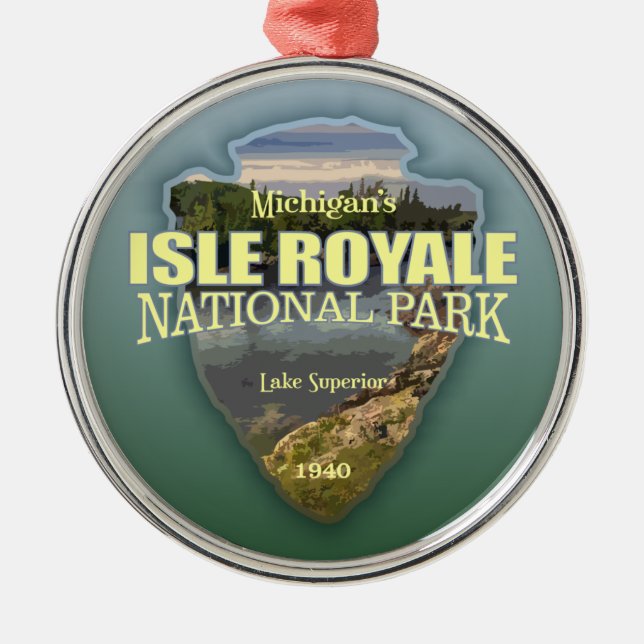 Isle Royale (arrowhead) Metal Tree Decoration (Front)