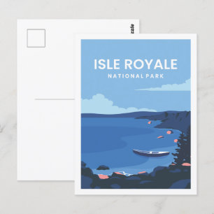 Isle Royale Famous Travel Place Illustration Postcard