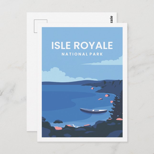 Isle Royale Famous Travel Place Illustration Postcard (Front/Back)