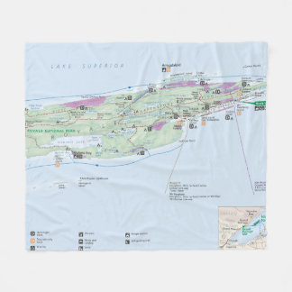 Isle Royale (Michigan) map fleece blanket